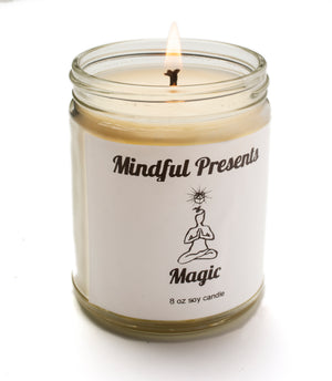 Our Magic candle features Arabian jasmine, earthy elm tree and birch branch notes. Hints of angelica musk and pink pepper will awaken your inner power. 